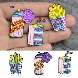 Richu_Creative Enamel Drink Fries Spray Bottle Brooch Pin Denim Jacket Button Badge