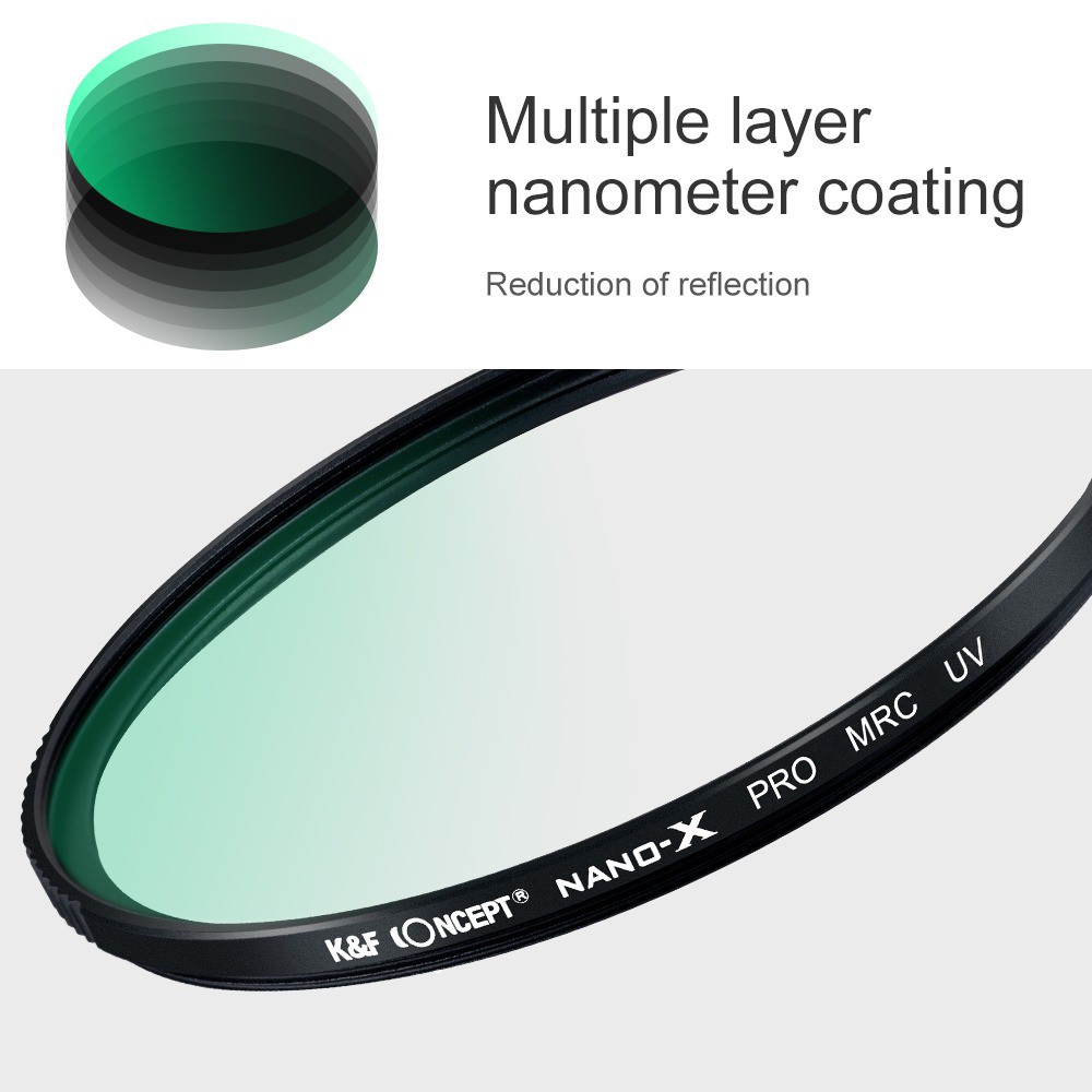 K&F Nano-X UV Filter ฟิลเตอร์เลนส์ป้องรอยขีดข่วนและละอองน้ำ ฟิลเตอร์ เลนส์ ฟิลเตอร์กล้อง