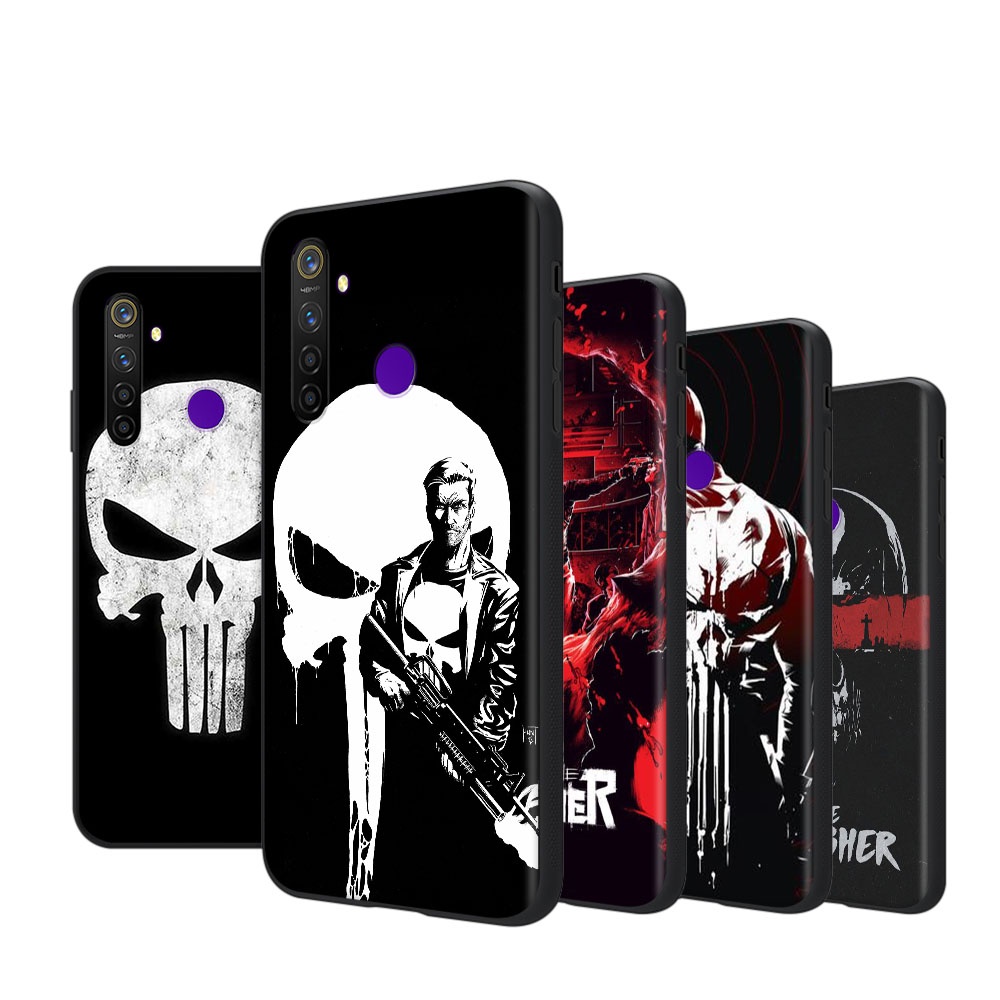 WI-168 The Punisher Soft Case สําหรับ Samsung Galaxy Note 9 Ultra 8 20 S22 10 Plus Lite ฝาครอบสีดํา