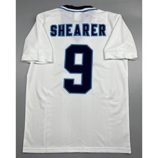 เสื้อบอล ย้อนยุค ทีมชาติ อังกฤษ 1996 เหย้า Retro England Home  พร้อมเบอร์ชื่อ 9 SHEARER แบบกัมมะหยี่  เรโทร คลาสสิค 1996