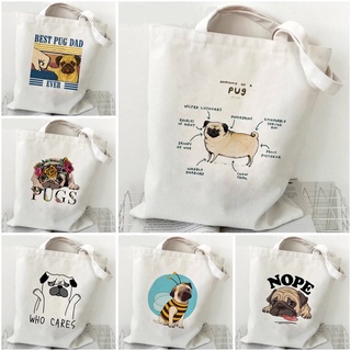 [พร้อมส่ง] กระเป๋าผ้าลายหมาปั๊ก Pug Pugbog