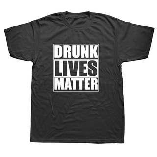 [COD]เสื้อยืดคอกลม แขนสั้น ผ้าฝ้าย พิมพ์ลายกราฟฟิค Drunk Lives Matter สไตล์ฮาราจูกุ แนวสตรีท สไตล์วินเทจ สําหรับผู้ชายS-