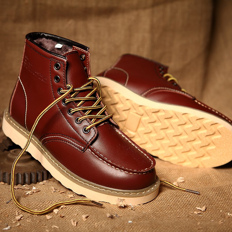 Men's Bootsรองเท้าบู๊ทหนัง สำหรับผู้ชาย สไตล์อังกฤษ High Genuine Leather Martin Boots