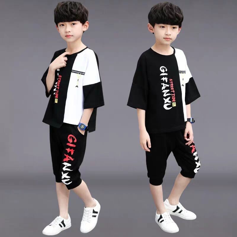 🔥เกาหลีขายร้อน [เสื้อและกางเกง] 2021 แฟชั่นใหม่ชุดสูทเด็กแขนสั้นเด็กเกาหลี, เสื้อผ้าเด็กอินเทรนด์, เสื้อยืดกีฬาเด็กตัวใ