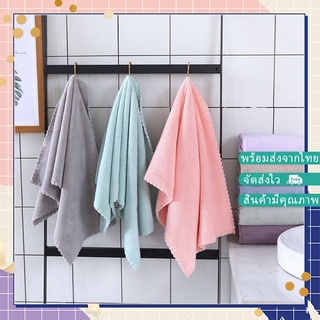 MJP-01 【ขนาด 35x75 ซม】ผ้าขนเป็ด ผ้าขนหนู สำหรับเช็ดผม ไม่ใช่ผ้าผืนใหญ่ สีพื้น ไม่กุ้นขอบ นุ่ม ไม่บาดผิว