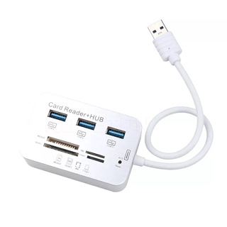 Mini USB 3.0 HUB + เครื่องอ่านการ์ดความเร็วสูง USB HUB พร้อม MS/SD/M2/ TF Card Reader 3 พอร์ต USB Splitterสำหรับแล็ปท็อป