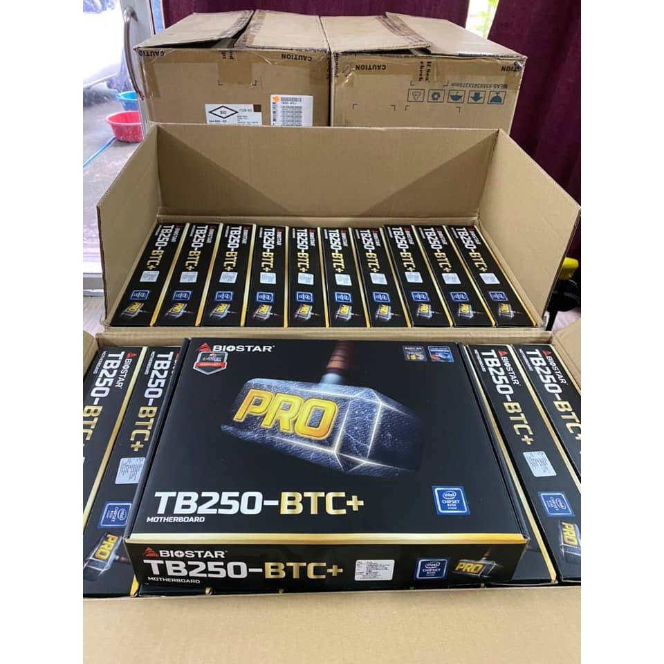 MAINBOARD 8GPU 1151 BIOSTAR TB250 BTC+ DDR4 ของใหม่ มีประกัน 12/2022