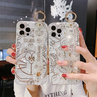 การ์ตูน น่ารัก ลายเปลือกหอย โดเรม่อน สายรัดข้อมือ เคส iPhone 14 plus 13 pro max 12 pro max 12 11 pro max xs max iPhone xr xs x case tpu ซิลิก้าเจล เปลือกนิ่ม