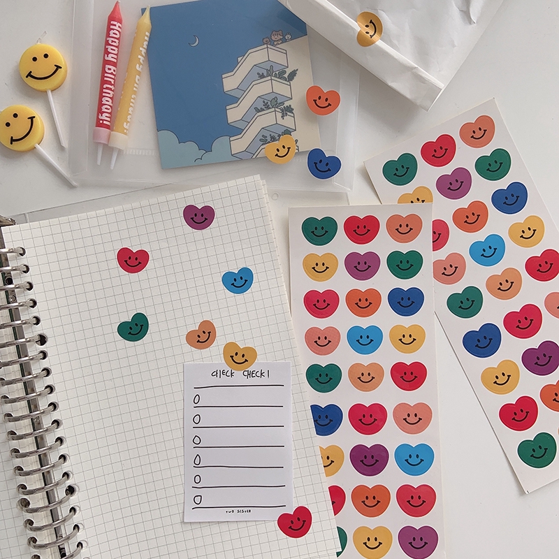 สติกเกอร์ ลายอิโมจิหน้ายิ้มน่ารัก หลาหหลายสี สําหรับตกแต่งสมุดทํามือ