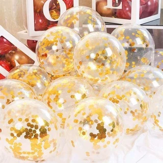 พร้อมส่ง（5ใบ）ลูกโป่งใส confetti 12 นิ้ว มีสีเยอะมาก(ไม่แถมก้าน,ริบบิ้น)