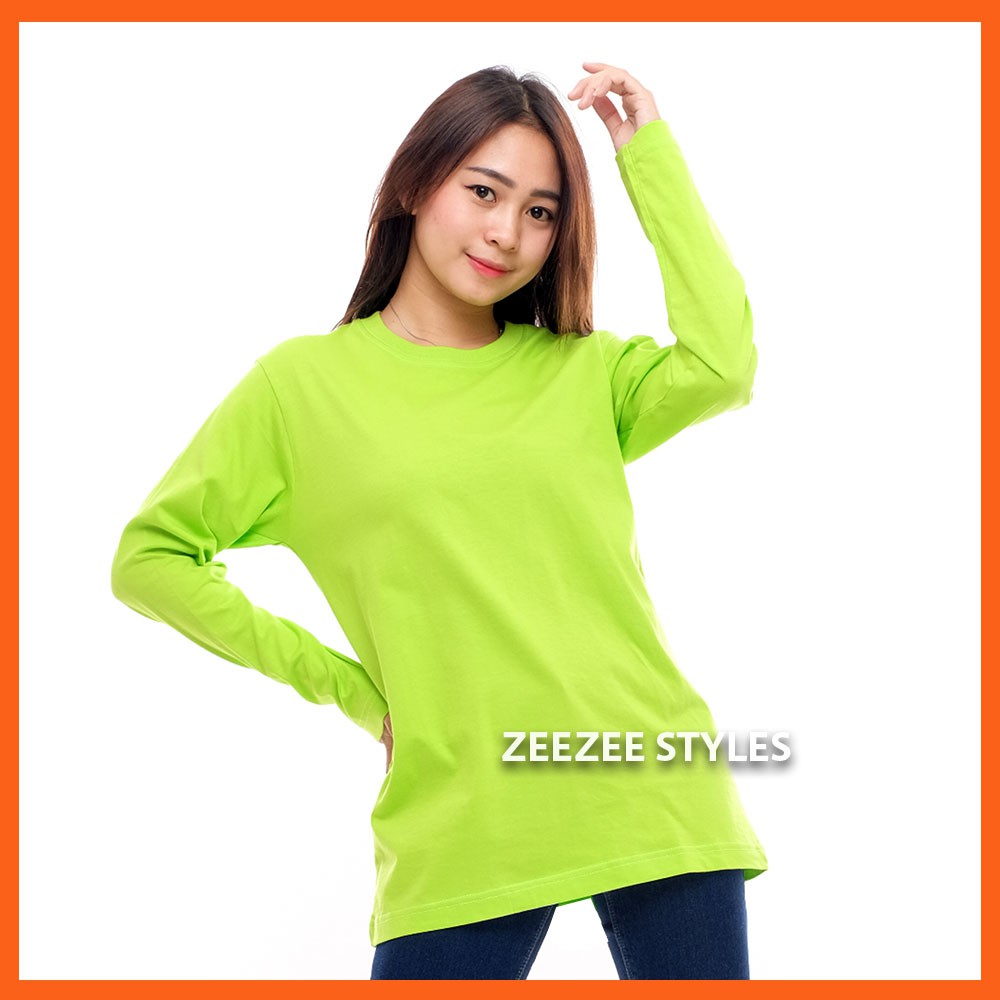 Distro Plain T-shirts for Men and Women, Cotton Combed 30s, Long Sleeve Stabilo / Plain Shirts for M