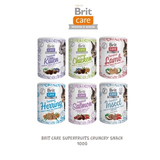 (พร้อมส่ง)ขนมแมวเกรนฟรี Brit Care Superfruits crunchy cat snack ขนาด 100 g จากสาธารณรัฐเชค