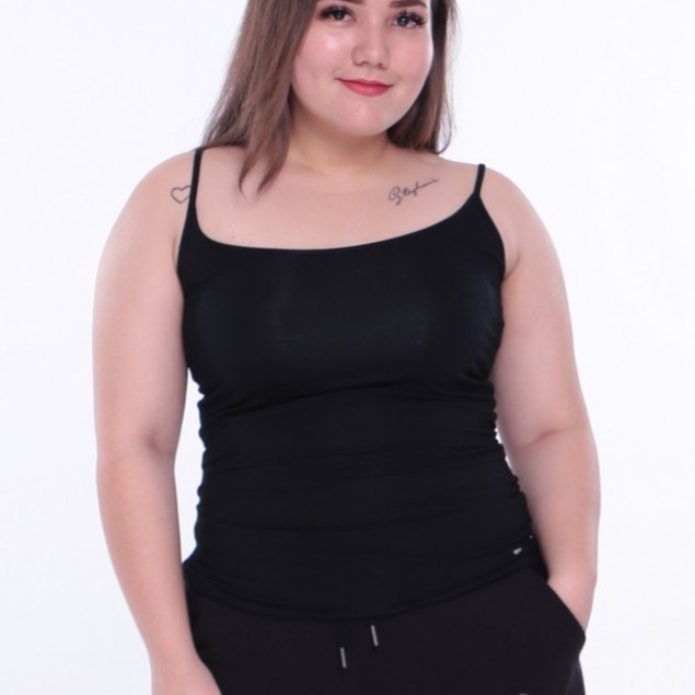 ( เดี่ยวเว้า ไซส์ L ) เสื้อสายเดี่ยวคอเว้า แบรนด์ CHOTYSHOP สินค้าผลิตในไทย BA.A สาวอวบ เสื้อคนอ้วน