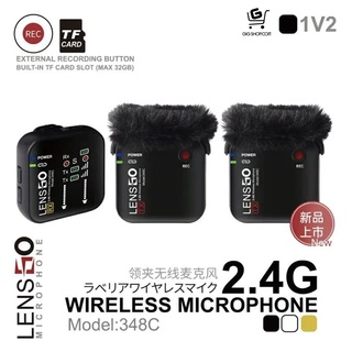 ไม่ค์ไวเลส LensGo 348C-1V2 Wireless Microphone 2.4G (สีดำ) - สินค้ารับประกันศูนย์ 1 ปี