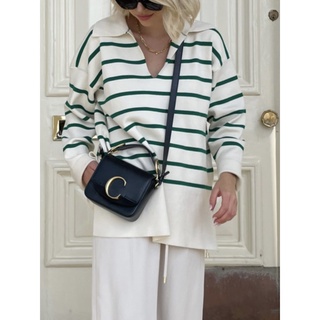 Zara ใหม่ เสื้อกันหนาว ลายทาง สีเขียว แฟชั่นฤดูร้อน สําหรับผู้หญิง 4331122