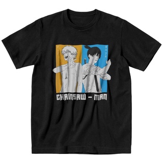 เสื้อยืดผ้าฝ้ายพรีเมี่ยม เสื้อยืดแขนสั้น ผ้าฝ้าย 100% พิมพ์ลายอนิเมะ Denji X Aki Chainsaw Man สไตล์ญี่ปุ่น สําหรับผู้ชาย