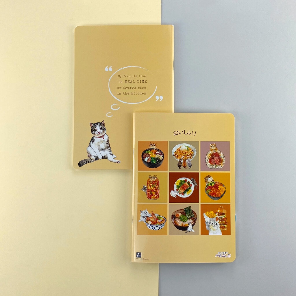 สมุดโน้ต A5 เย็บกลาง ชุด My Cat Meals ส้ม