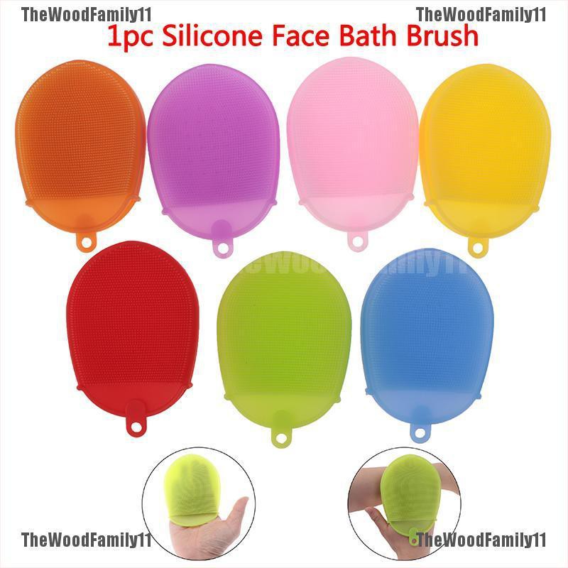 TWF Silicone Massage Bath Brush Face Body Scrubber Glove Exfoliating