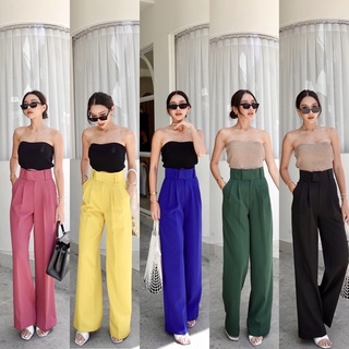 Emmy Pants 5สีใหม่ !! 🔥🔥 (390฿ฟรีส่ง) กางเกงเอวสูงขายาว ซิปหน้าตะขอหน้า เอวล้ำติด 2 ตะขอ