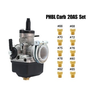 MOTOPARTS SHOP Dellorto PHBL 2 Stroke 20mm Motorcycle Carburetor 50-250cc with 10Pcs Main Jets for Pit Dirt Bike ATV Motorcycle