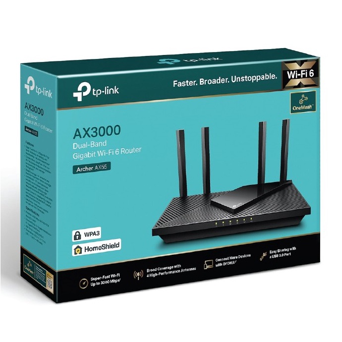 TP-LINK Archer AX55 AX3000 Dual Band Gigabit Wi-Fi 6 Router (Warranty LifeTime)