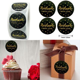 500pcs 1 Inch Round Handmade with Love Sticker Gift Baking Packaging Sealing Label