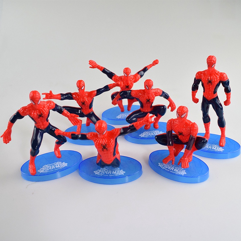 7 ชิ้น/เซ็ต Superhero Spiderman เค้ก Topper Boy ของขวัญวันเกิด Spiderman Action Figure ของเล่น