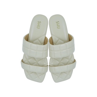 SHU PALETTE SOFT CUBIC SQUARE SANDALS - WHITE CHOC รองเท้าแตะ