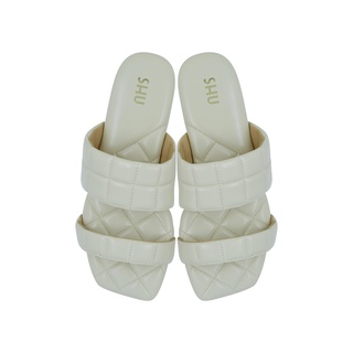 SHU PALETTE SOFT CUBIC SQUARE SANDALS - WHITE CHOC รองเท้าแตะ