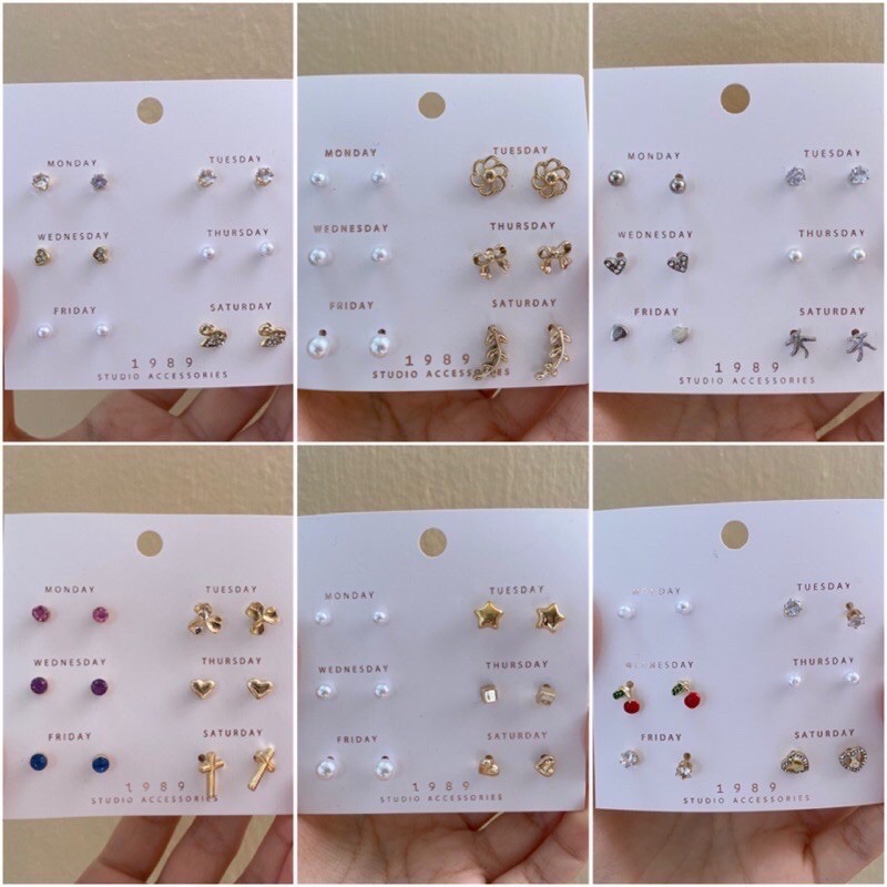 🎉 ต่างหูแฟชั่นเกาหลี เซ็ท 6 คู่ 🥰