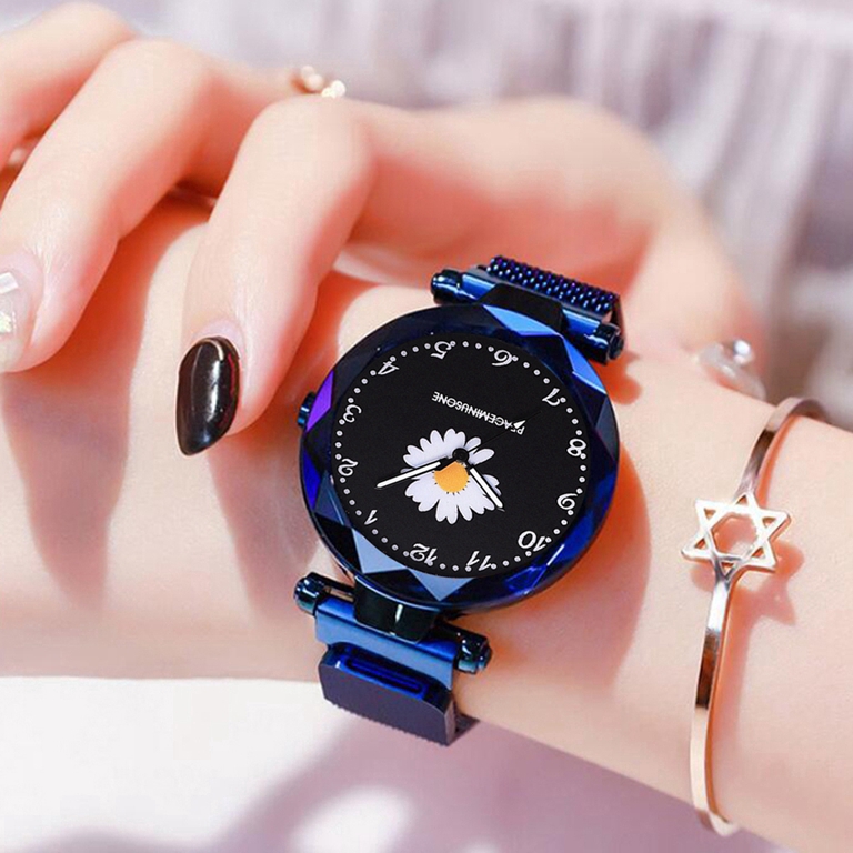 Jam Tangan Wanita Daisy Starry Sky นาฬิกาข้อมือควอตซ์แฟชั่นสายแม่เหล็ก
