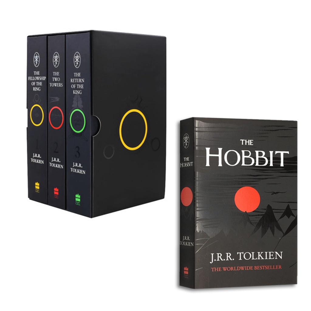 ชุดกล่องหนังสือ The Lord of The Rings Trilogy The Hobbit 2007 Edition JRR Tolkien สีดํา