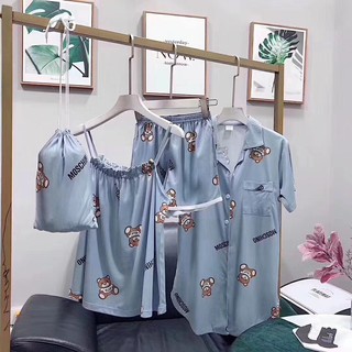 Pajamas สไตล์แบรนด์ Moschino  ผ้านุ่ม นิ่มใส่สบายมาก  จัดไป 4 ชิ้น/เซ็ต ราคาเพียง 390฿ เท่านั้น