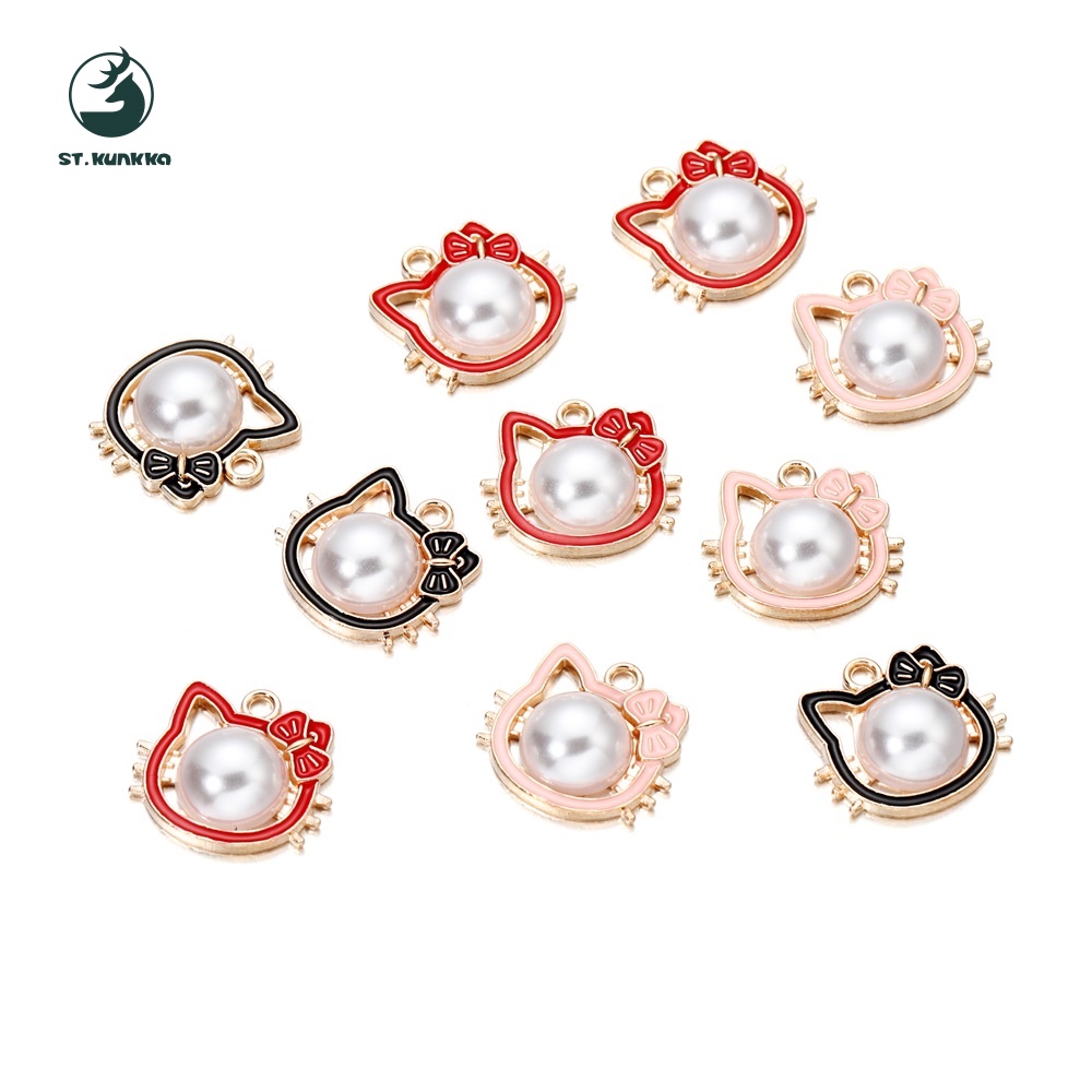 St.kunkka 5pcs ที่คาดผมแมวสีสันสดใสจี้โลหะผสมมุก DIY สำหรับสร้อยคอ Jewelry ราคา ถูกที่สุด ดีลบีเคเค