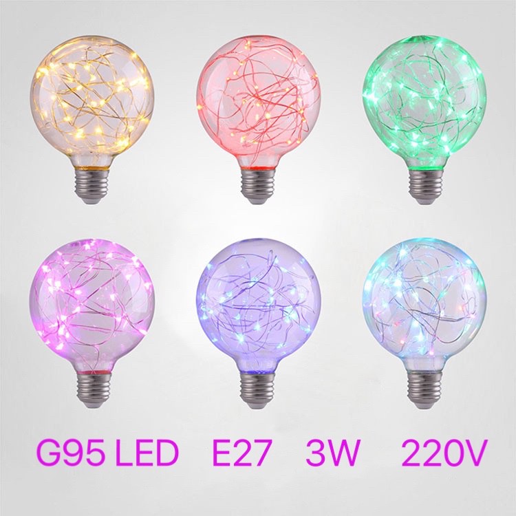 หลอดไฟเอดิสัน G95 (Led Edison Bulb) หลอดไฟวินเทจแบบประหยัดไฟ Led เน้นดวงไฟled หลายๆดวง ให้บรรยากาศเหมือนดวงดาว ไฟลวด E27