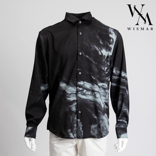 เสื้อเชิ้ตแขนยาวลายหินอ่อน(แบล็คเซิร์ฟ):Black Surf Marble Shirt (Long-sleeved)