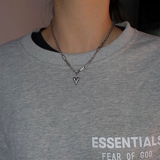 Cold wind temperament titanium steel love necklace simple design pendant metal pendant female for girls for women low pr