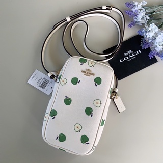 👑ผ่อน0%~แท้100%👑 NORTH/SOUTH ZIP CROSSBODY WITH APPLE PRINT COACH C4608