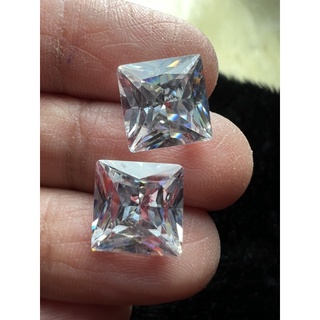 เพชร CZ รัสเซีย white  10X10 มม ( 1 เม็ด)  พลอย CUBIC ZIRCONIA CZ SQUARE SHAPE 10X10 MM ( 1 PCS)