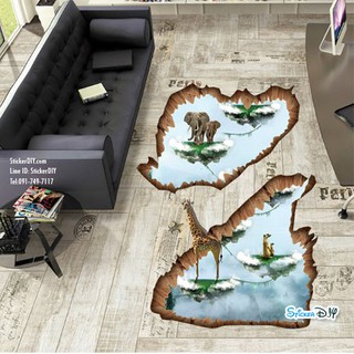 SALE Wall Sticker สติ๊กเกอร์ติดผนัง 3D NATURAL WILD I (กว้าง87cm.xสูง74cm)