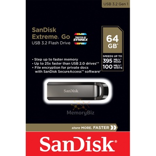 SanDisk Extreme GO USB 3.2 Flash Drive, CZ810 64GB, USB3.2, Metal (SDCZ810-064G-G46) ประกัน Synnex ตลอดอายุการใช้งาน