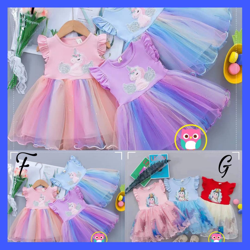 LIL LITTLE GD899 MINI DRESS RAINBOW DRESS FROZEN (6M-4Y/O)