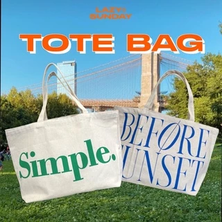 Lazy - cc - TOTE BAG กระเป๋าผ้าแคนวาส 2ลายใหม่ล่าสุด สีสันสดใส