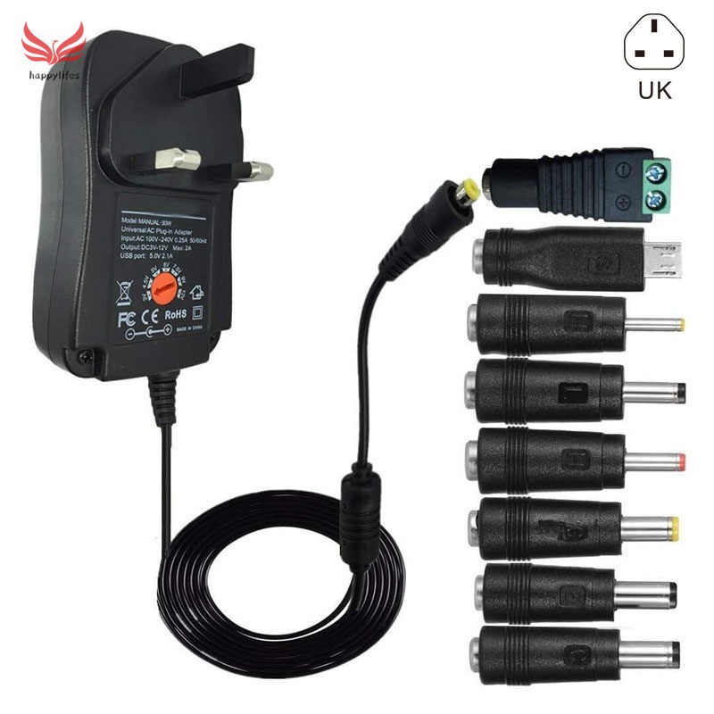 30W Universal Mains AC DC Power Adapter 3V To 12V Voltage Charger ...