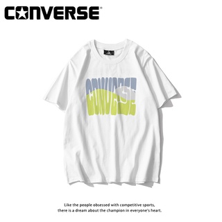 เสื้อยืดแขนสั้น พิมพ์ลายตัวอักษร Converse ทรงหลวม แฟชั่นฤดูร้อน สําหรับผู้ชาย และผู้หญิงS-5XL