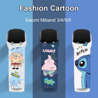 สายนาฬิกาข้อมือ ทำจากซิลิโคน ลายการ์ตูนน่ารัก สําหรับ Xiaomi Mi band 3 4 5 6