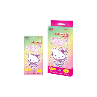 ( พร้อมส่งนะคะ ) SOS Plus cooling gel sheet แผ่นเจลลดไข้ Hello Kitty สำหรับเด็กและผู้ใหญ่ 1 กล่อง บรรจุ 4 ซอง