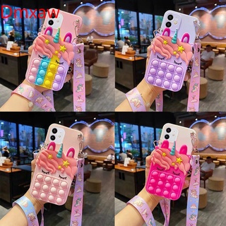 Unicorn Wallet Phone Case Vivo Y20 Y20i Y20S Y12S Y11S V21 Pro 5G V20 Pro SE Y11 Y12 Y13 Y15 Y17 Soft Phone Cover With Lanyard