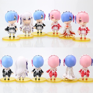 ญี่ปุ่นแคปซูลของเล่นอะนิเมะ 7 น่ารัก kawaii สวย happy Hardworking Rem ทำความสะอาดห้อง blind box gashapon ตัวเลขเดสก์ท็อป