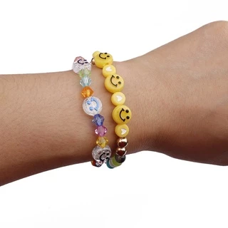ลูกปัดอะคริลิก ลายหน้ายิ้ม สําหรับทําเครื่องประดับ สร้อยข้อมือ สร้อยคอ DIY 50 ชิ้น